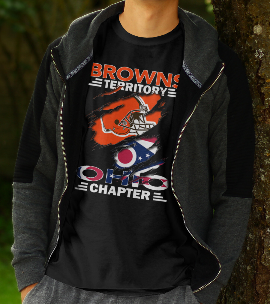 Browns Territory Ohio Chapter Helmet Flag T-Shirt
