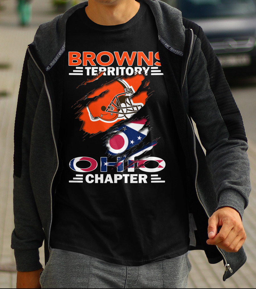 Browns Territory Ohio Chapter Helmet Flag T-Shirt