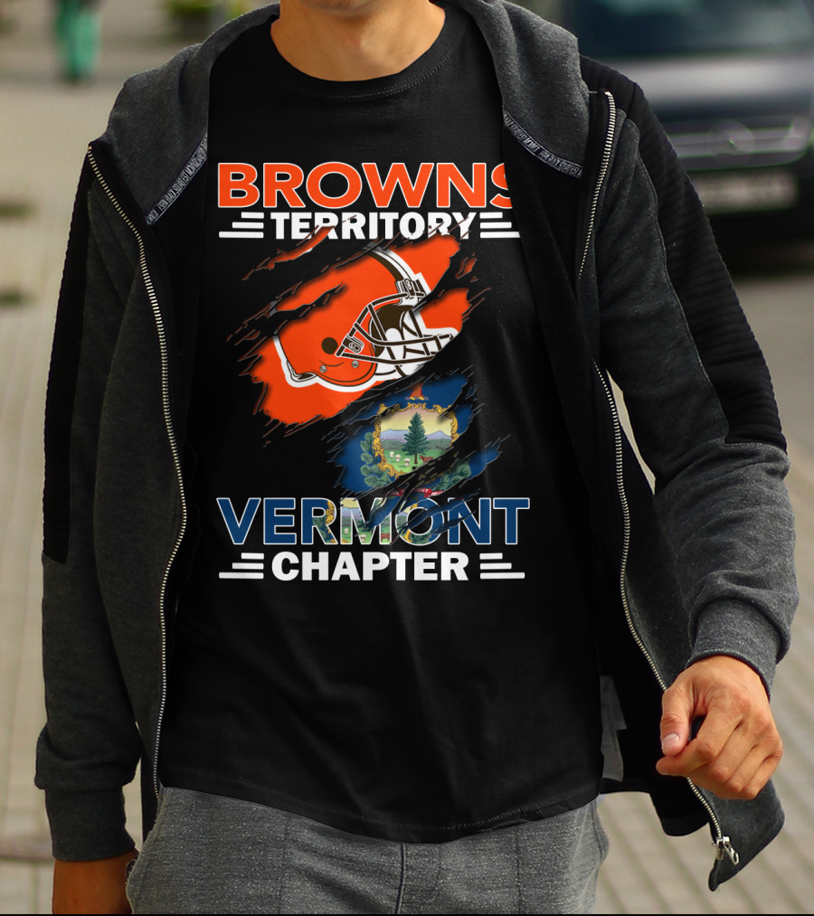 Browns Territory Vermont Chapter Helmet And Vermont State T-Shirt