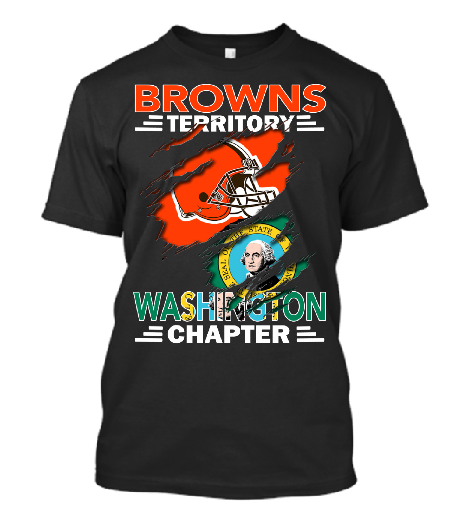 Browns Territory Washington State Chapter Seal Football Helmet Fan T-Shirt