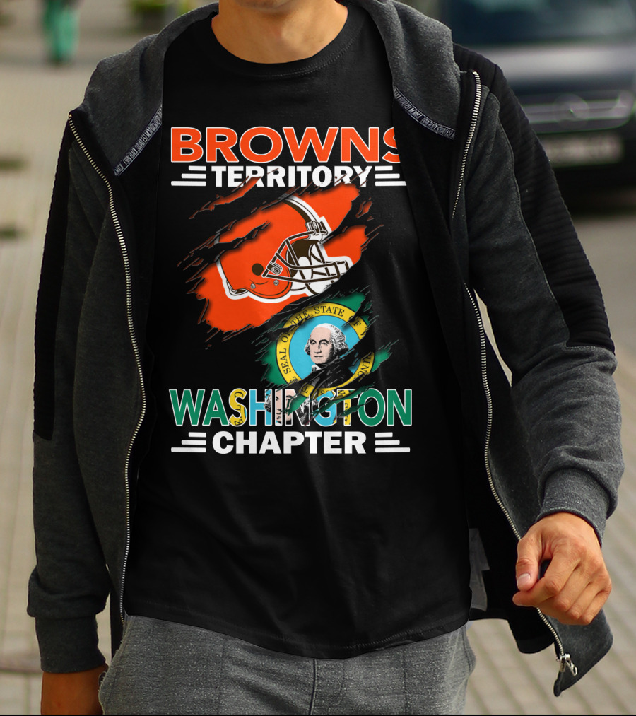 Browns Territory Washington State Chapter Seal Football Helmet Fan T-Shirt