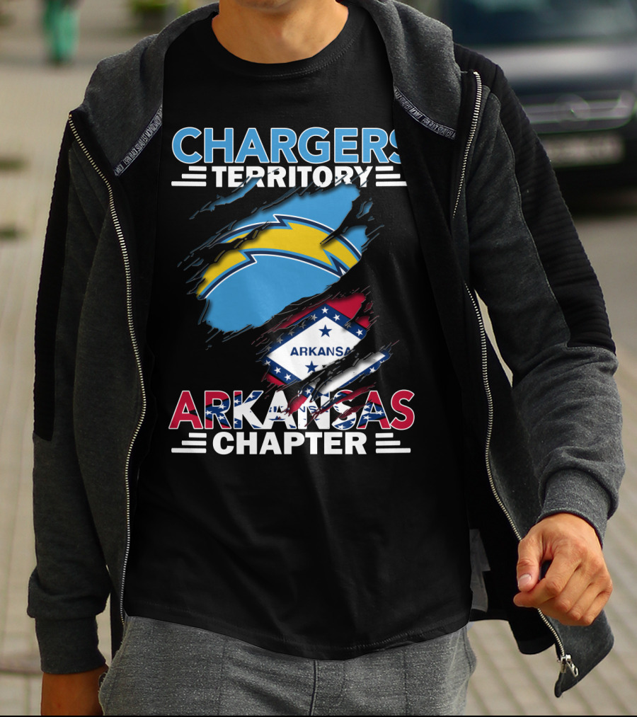 Chargers Territory Arkansas Chapter With Chargers Logo And Arkansas State Flag T-Shirt