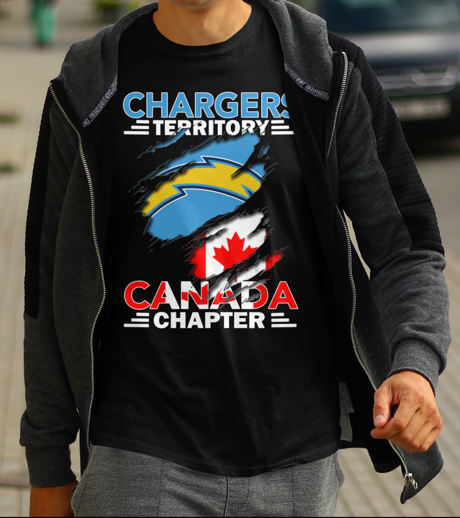 Chargers Territory Canada Chapter Lightning Bolt Canadian Flag T-Shirt