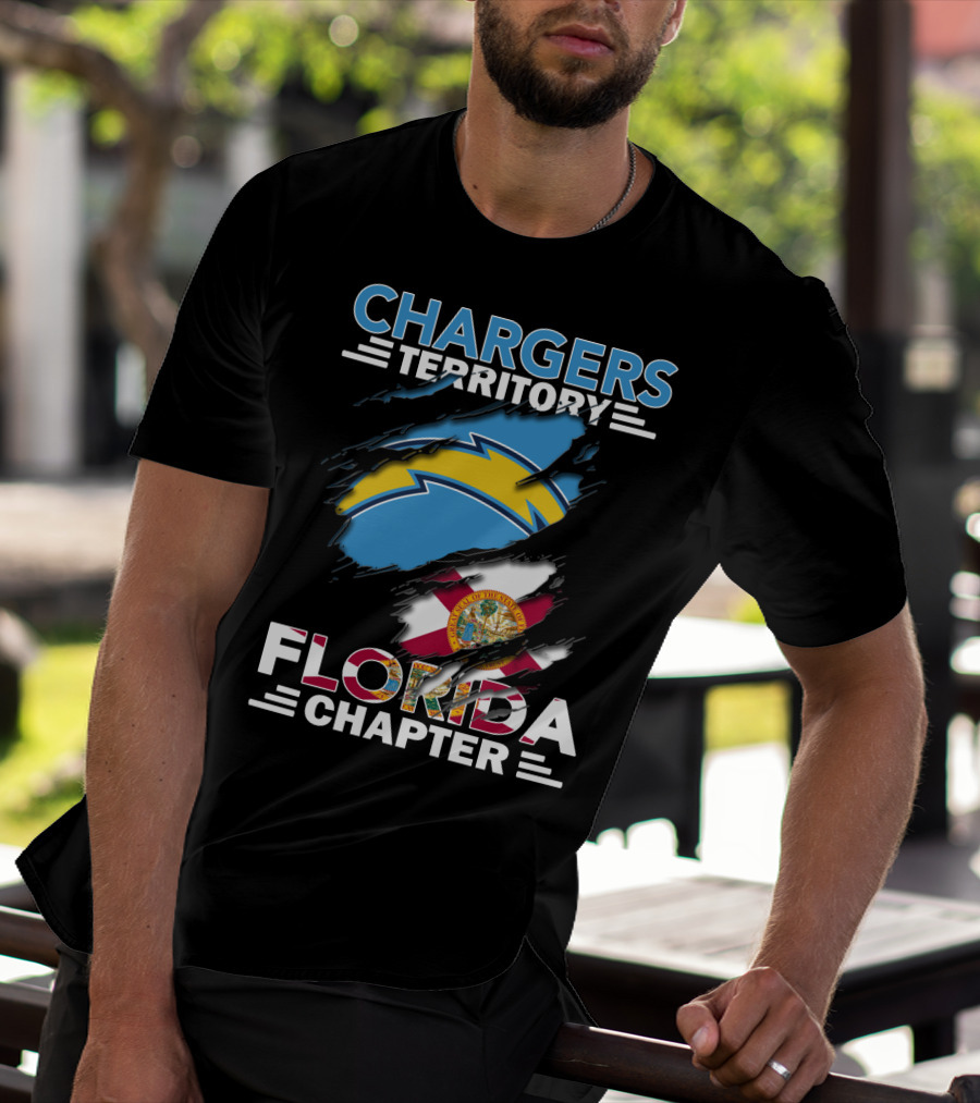 Chargers Territory Florida Chapter Logo With Florida State Flag And Bolt T-Shirt