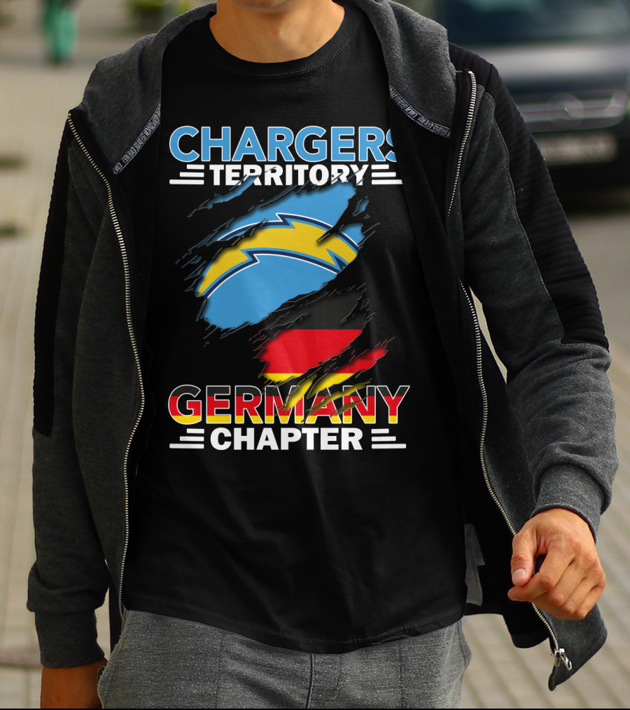 Chargers Territory Germany Chapter Germany Flag And Bolt T-Shirt