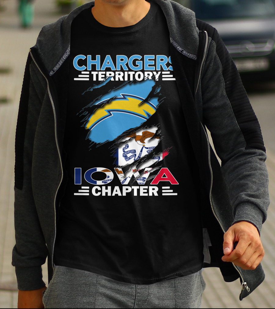 Chargers Territory Iowa Chapter NFL Logo With State Flag Elements T-Shirt