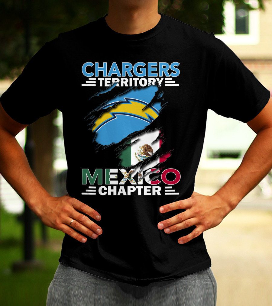 Chargers Territory Mexico Chapter Bold Lightning Logo And Flag Stripes T-Shirt