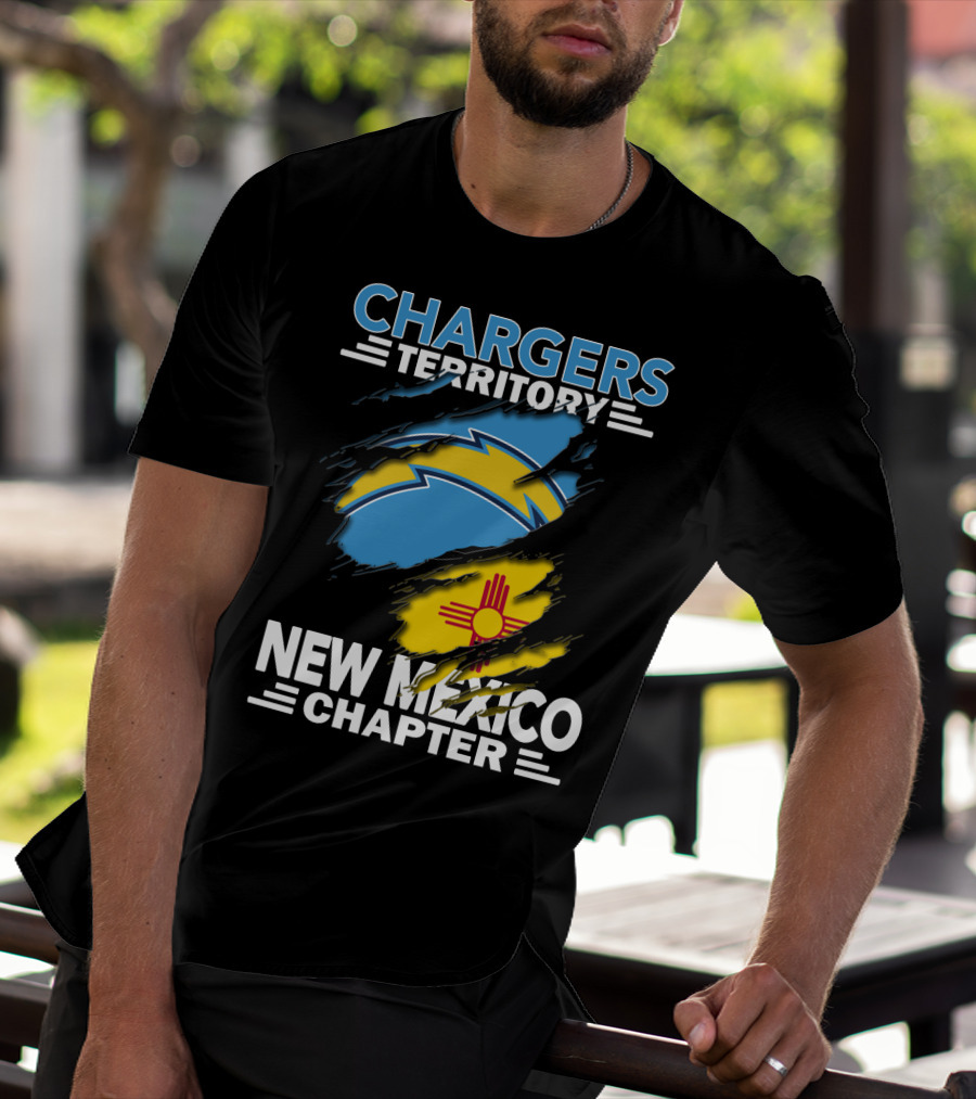 Chargers Territory New Mexico Chapter Torn Flags Zia Symbol Bolt T-Shirt