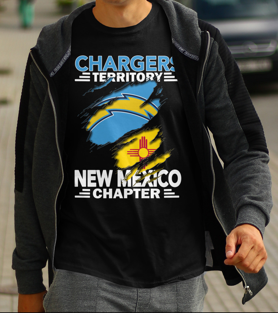 Chargers Territory New Mexico Chapter Torn Flags Zia Symbol Bolt T-Shirt