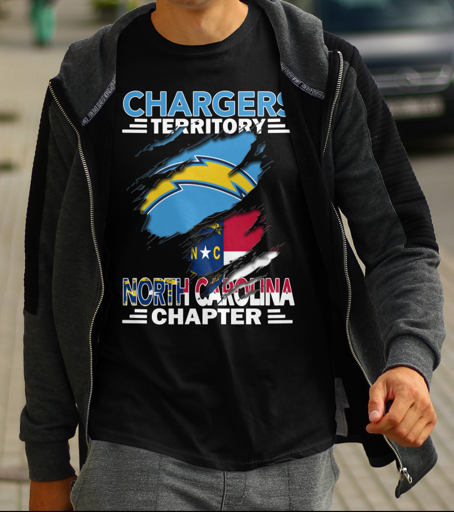 Chargers Territory North Carolina Chapter Logo With State Flag And Team T-Shirt