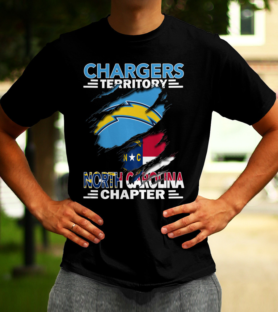 Chargers Territory North Carolina Chapter Logo With State Flag And Team T-Shirt