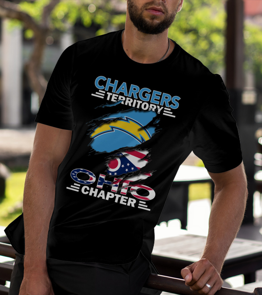 Chargers Territory Ohio Chapter Ohio Flag And Lightning Bolt T-Shirt