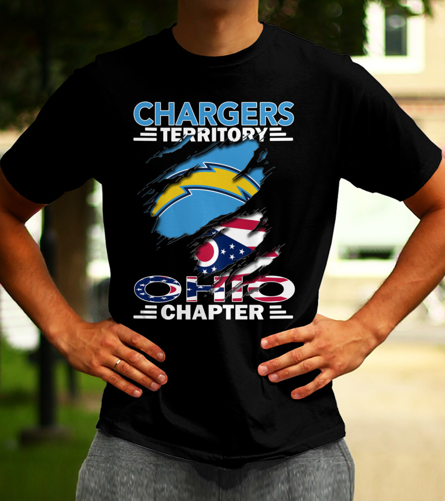 Chargers Territory Ohio Chapter Ohio Flag And Lightning Bolt T-Shirt