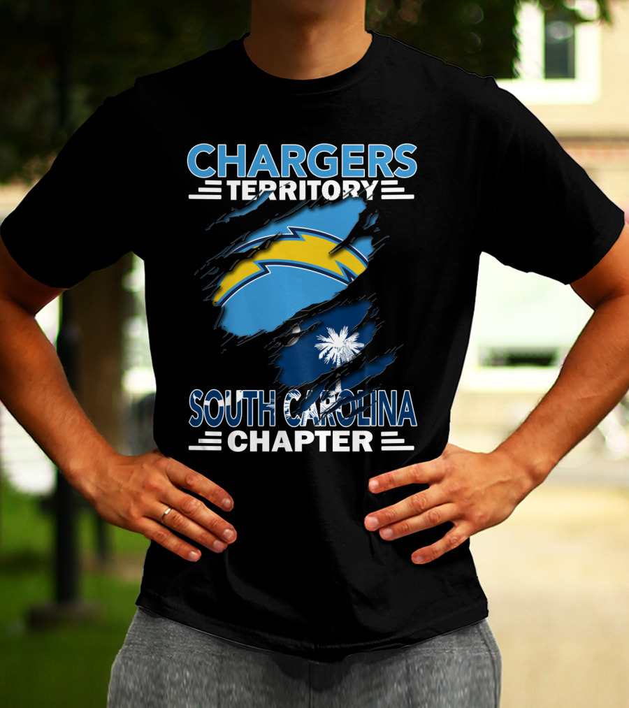 Chargers Territory South Carolina Chapter NFL Football Team Logo And State Flag Combo T-Shirt