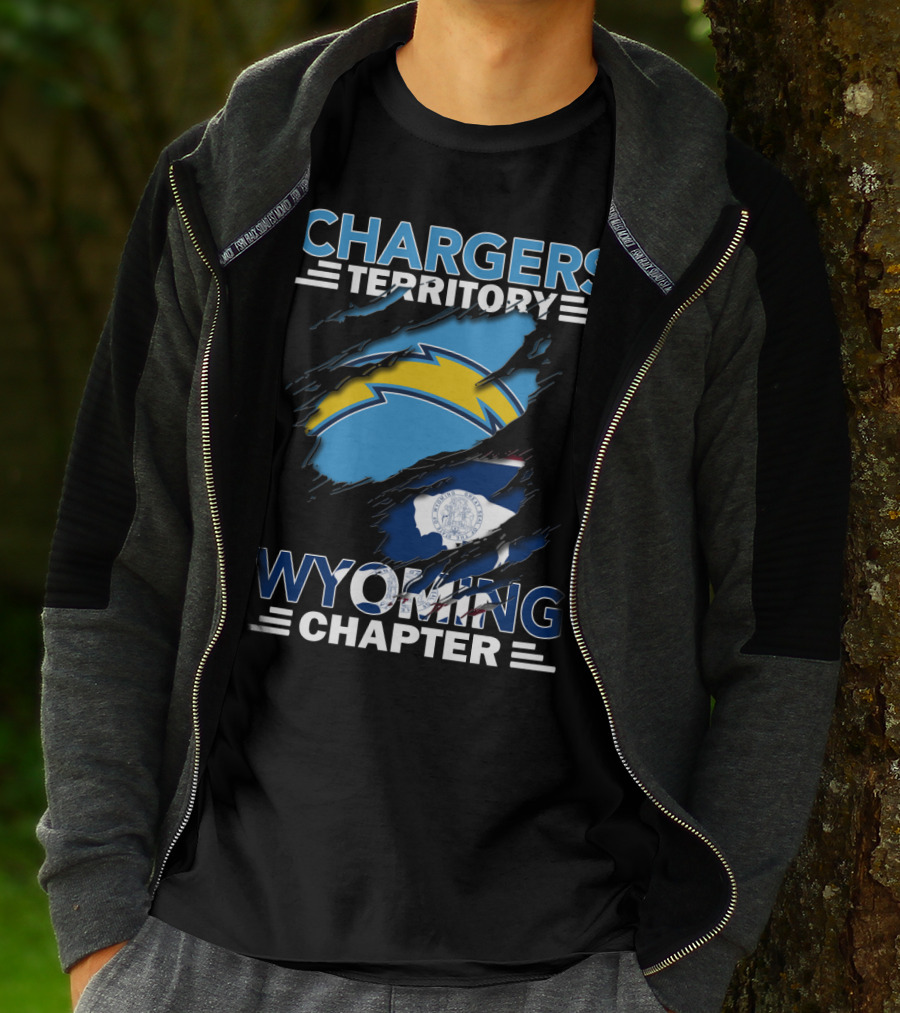 Chargers Territory Wyoming Chapter Logo With State Flag Background T-Shirt