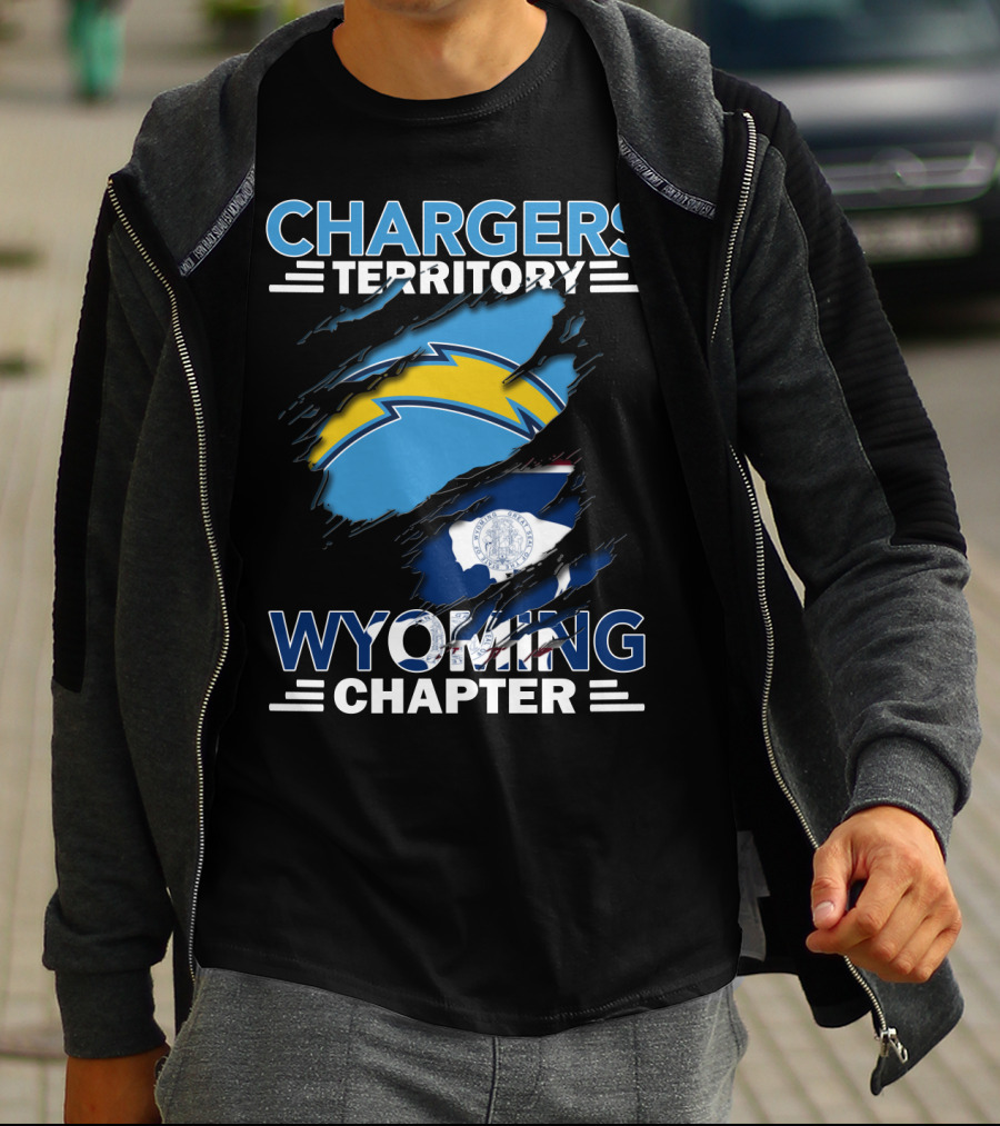 Chargers Territory Wyoming Chapter Logo With State Flag Background T-Shirt