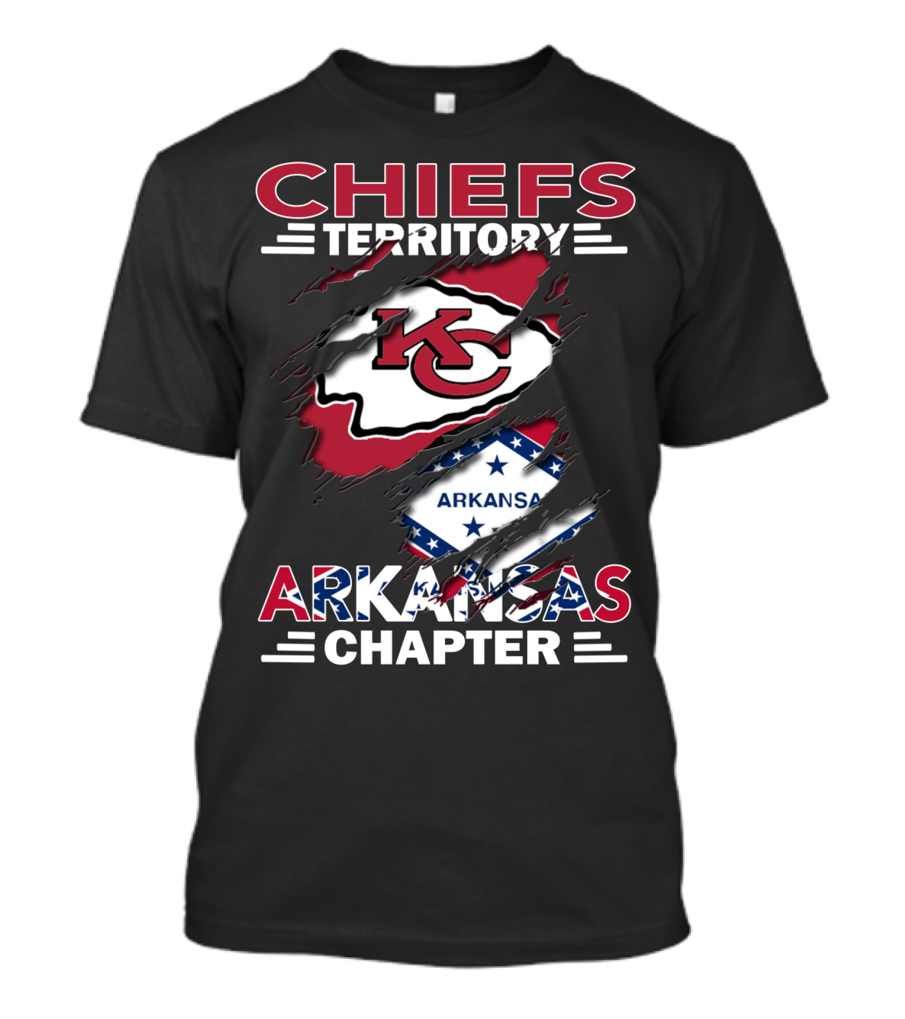 Chiefs Territory Arkansas Chapter Kansas City Chiefs Arkansas Flag T-Shirt