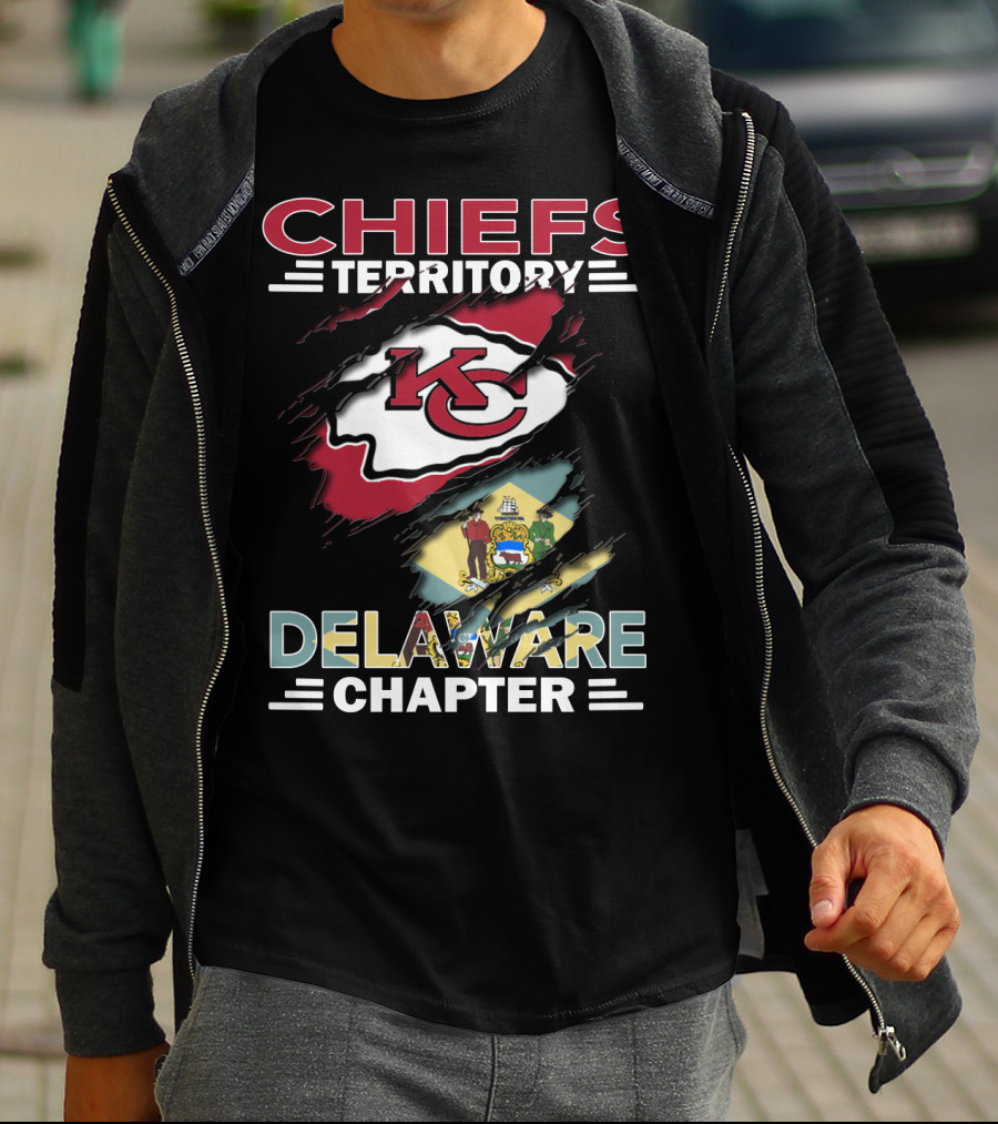 Chiefs Territory Delaware Chapter Kansas City Logo State Flag T-Shirt
