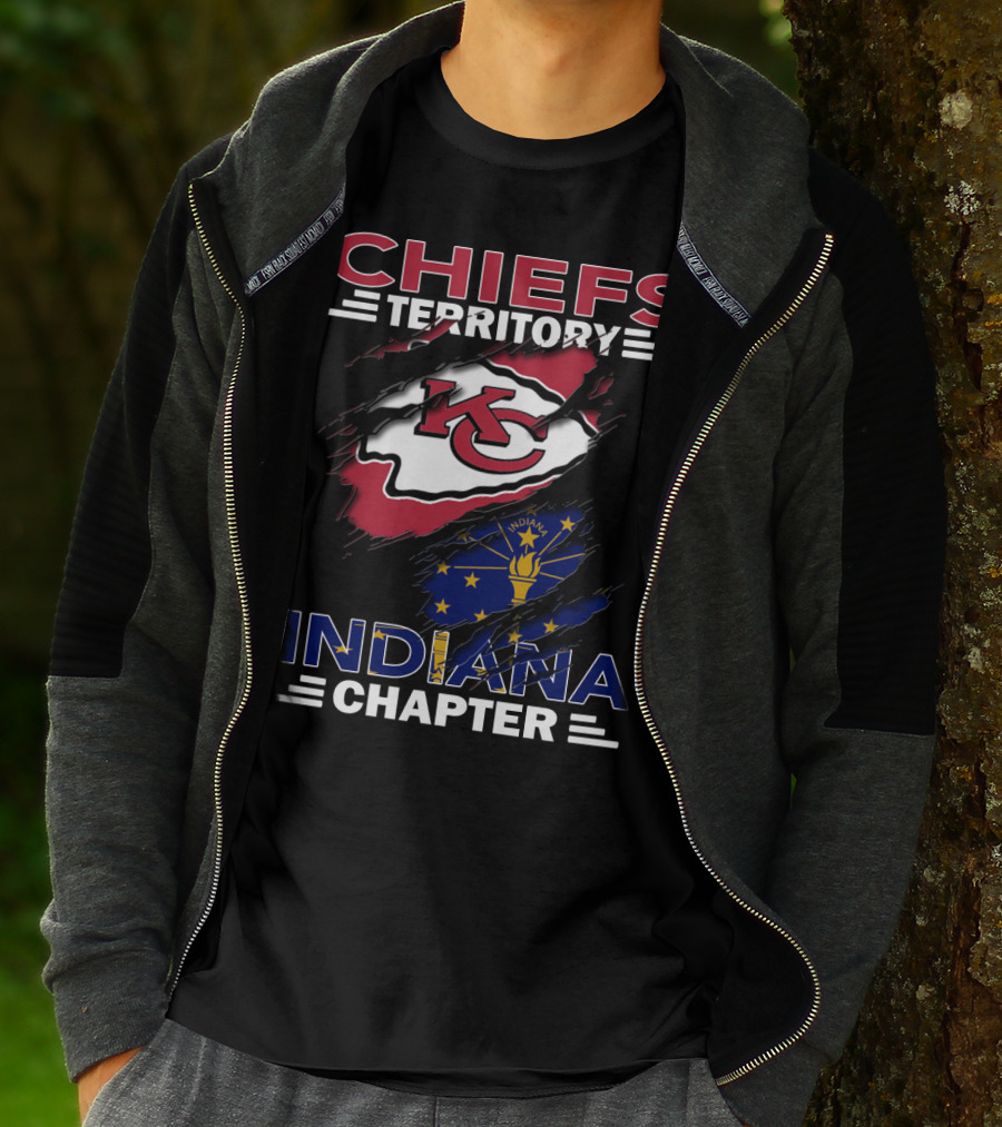 Chiefs Territory Indiana Chapter KC Logo And Indiana State Flag T-Shirt