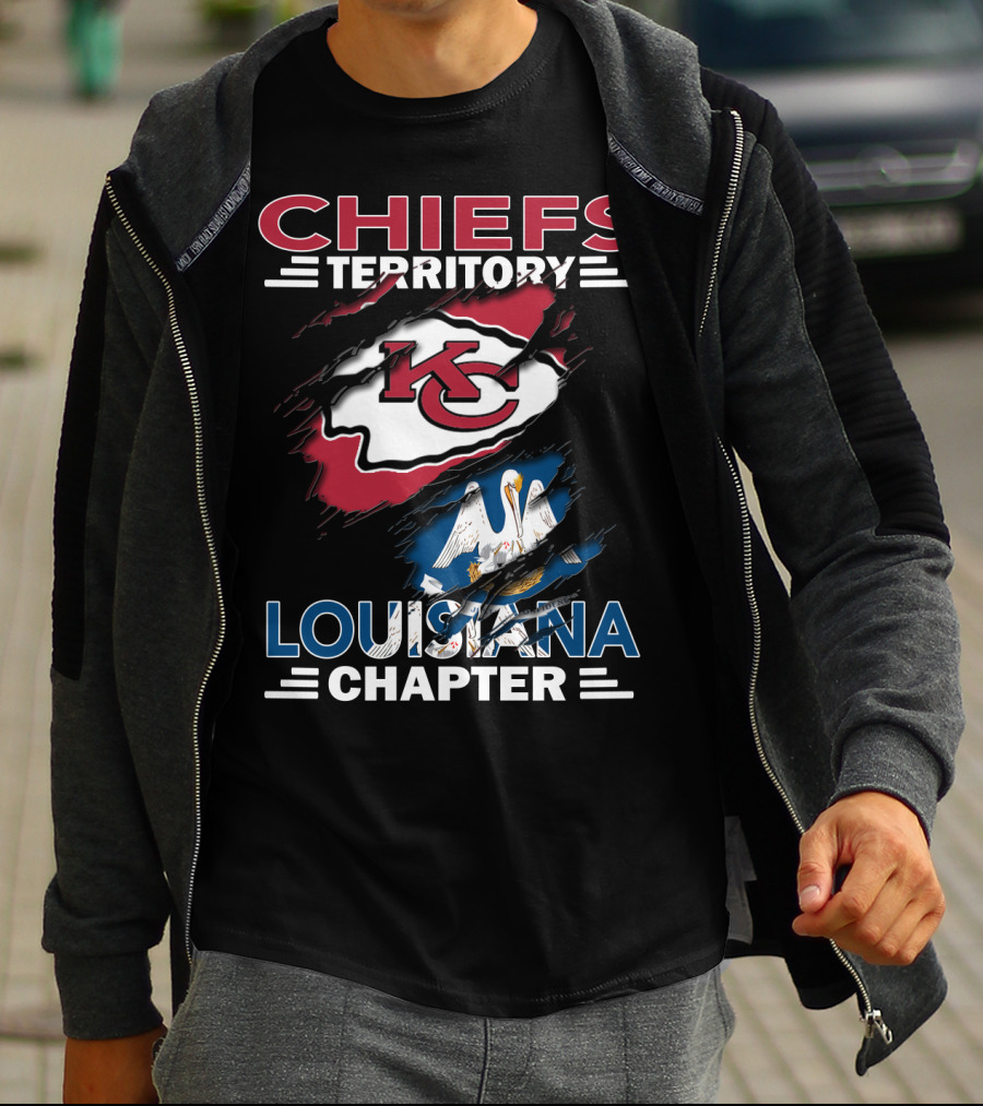 Chiefs Territory Louisiana Chapter KC Logo And State Flag T-Shirt