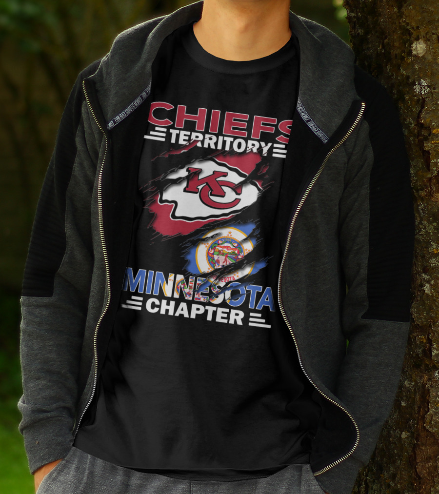 Chiefs Territory Minnesota Chapter With Kansas City Logo And Minnesota State Emblem T-Shirt