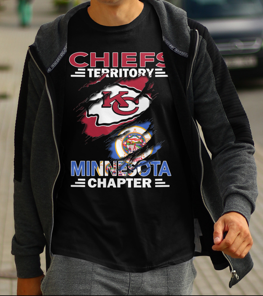 Chiefs Territory Minnesota Chapter With Kansas City Logo And Minnesota State Emblem T-Shirt