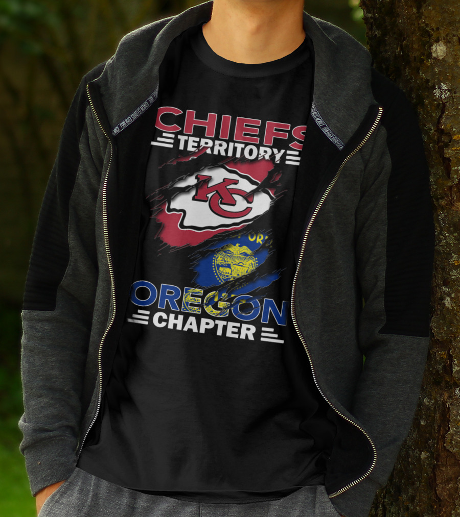 Chiefs Territory Oregon Chapter KC Chiefs Logo With Oregon State Flag T-Shirt