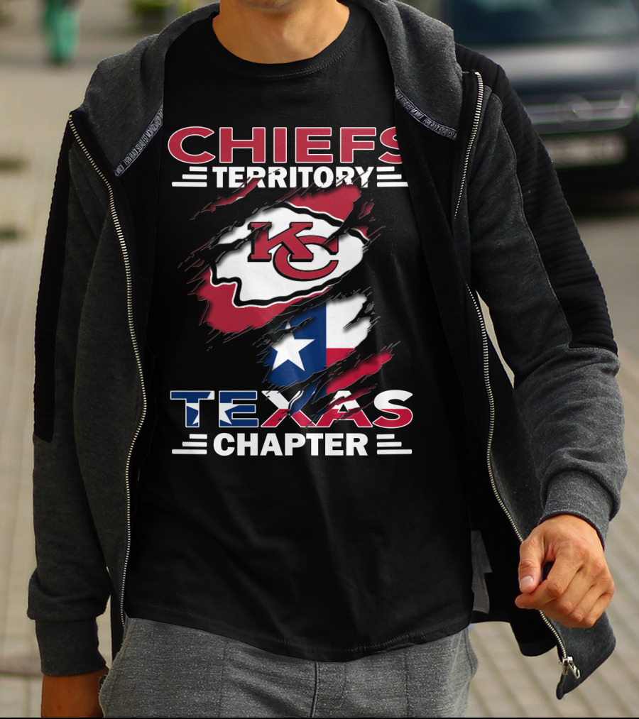 Chiefs Territory KC Logo Over Texas Flag Texas Chapter T-Shirt