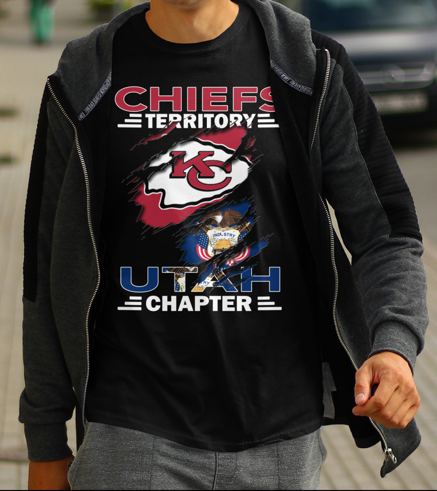 Chiefs Territory Utah Chapter Kansas City Chiefs Logo Utah State Flag T-Shirt