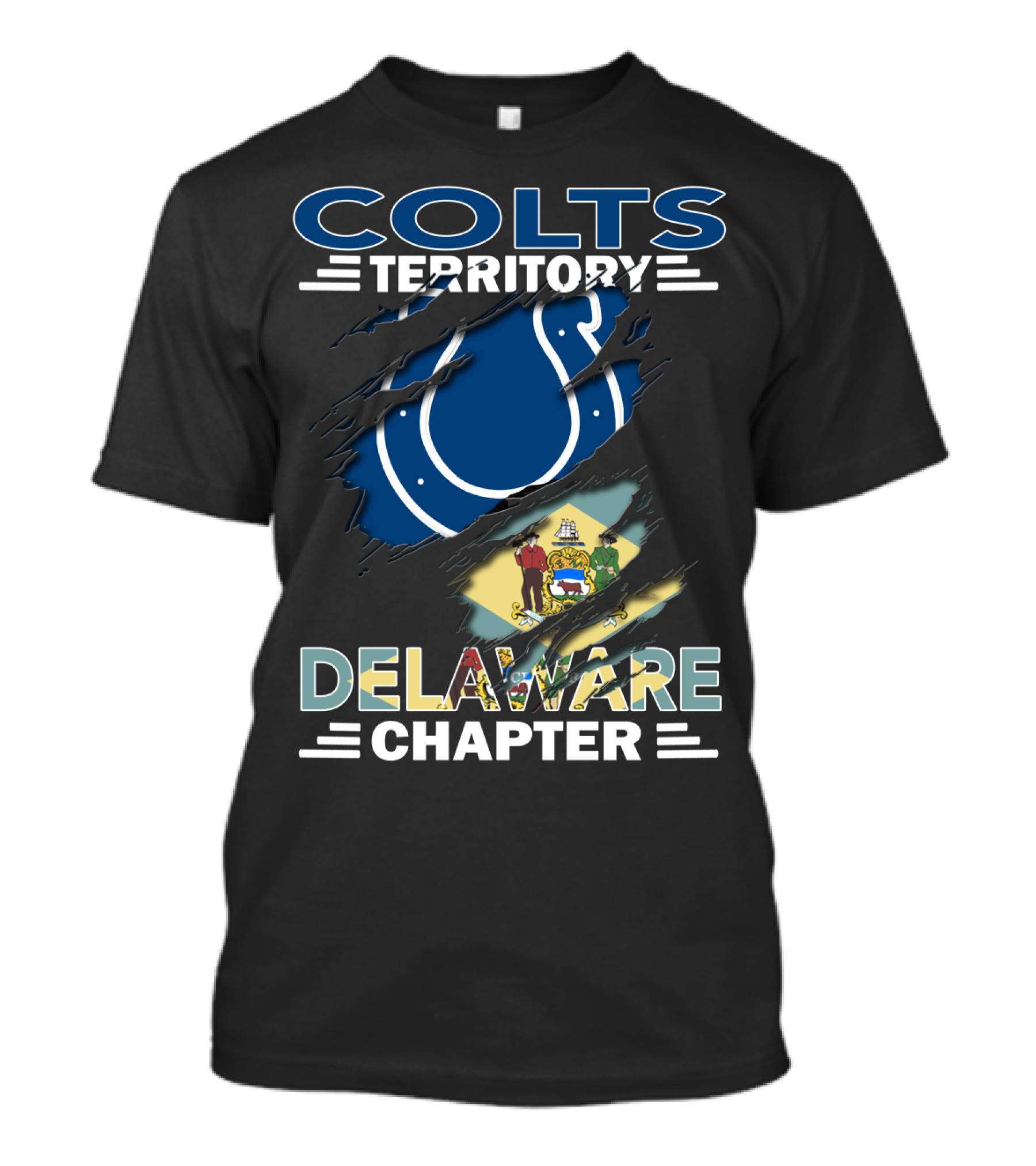 Colts Territory Delaware Chapter With Flag And Horseshoe T-Shirt