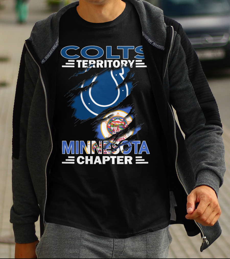 Colts Territory Minnesota Chapter Indiana Team Symbol And Minnesota State Flag Fusion T-Shirt