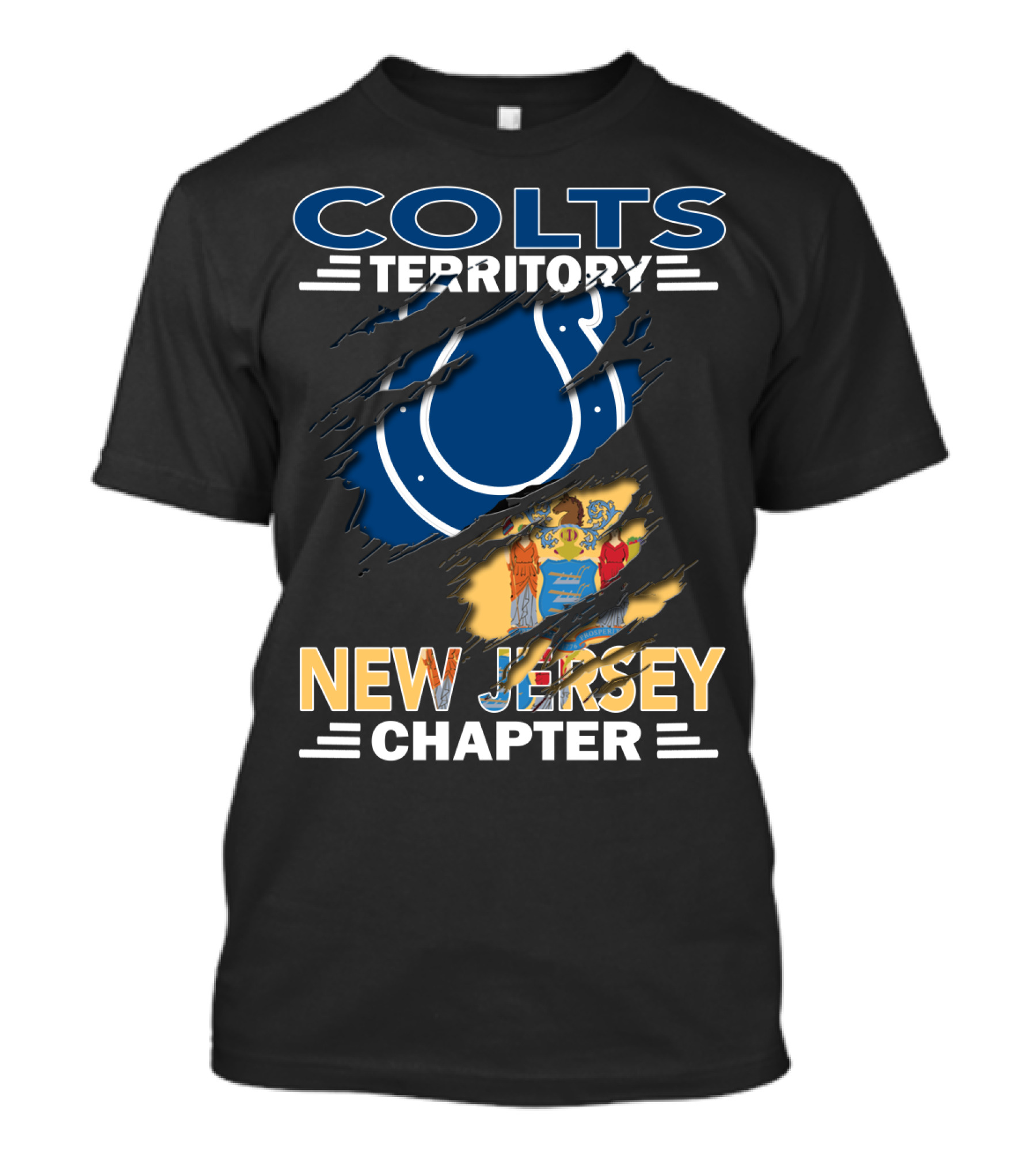 Colts Territory New Jersey Chapter Colts Logo And New Jersey Flag T-Shirt