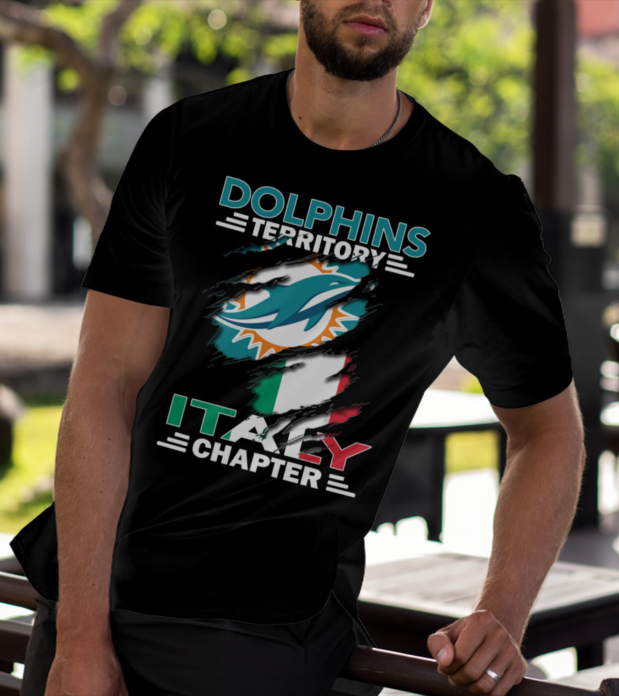 Dolphins Territory Italy Chapter Miami Logo Italian Flag T-Shirt