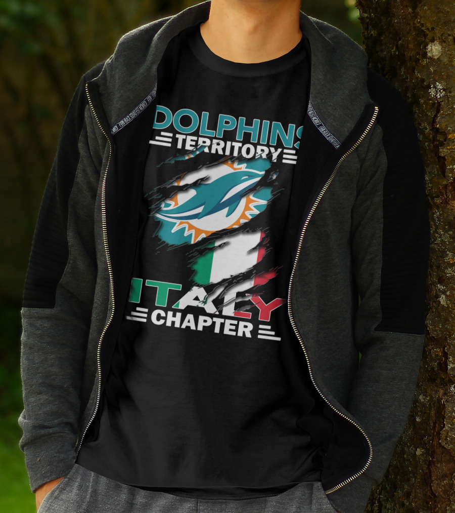 Dolphins Territory Italy Chapter Miami Logo Italian Flag T-Shirt
