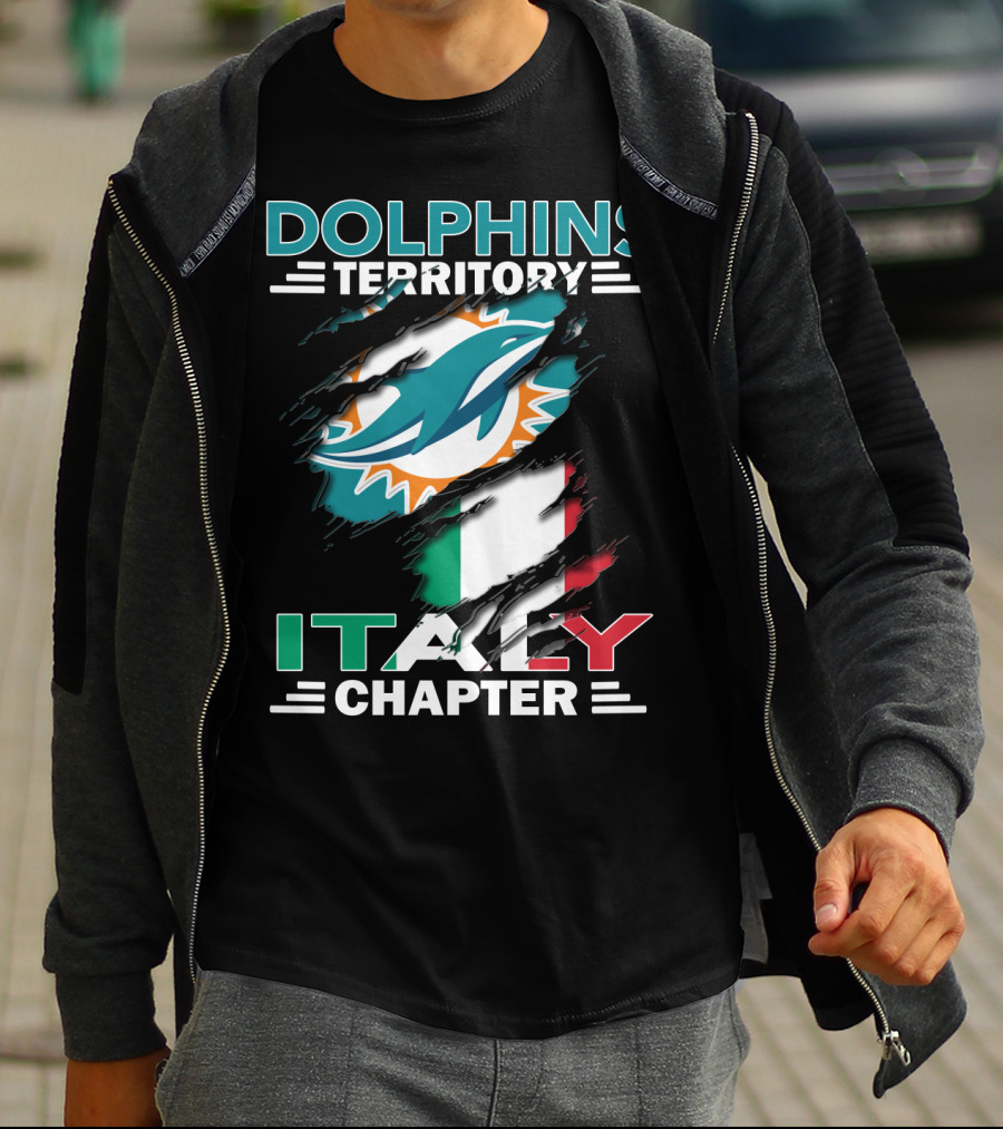 Dolphins Territory Italy Chapter Miami Logo Italian Flag T-Shirt