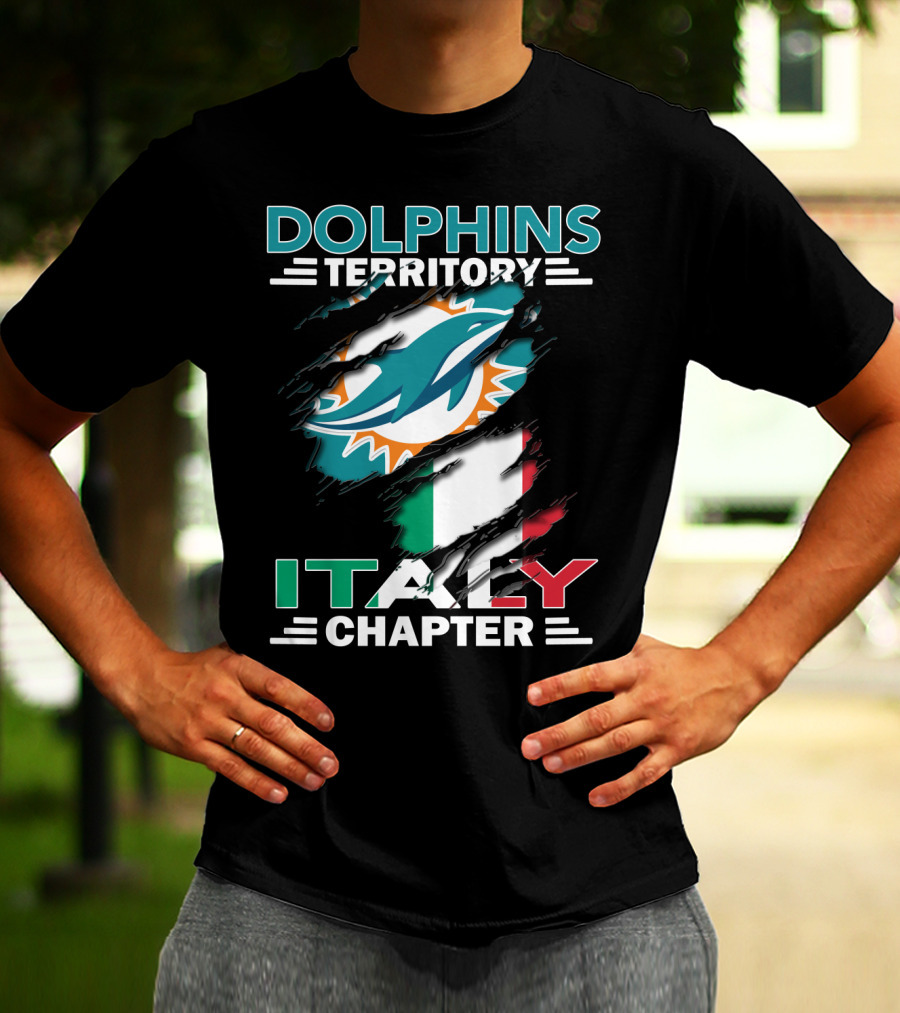 Dolphins Territory Italy Chapter Miami Logo Italian Flag T-Shirt