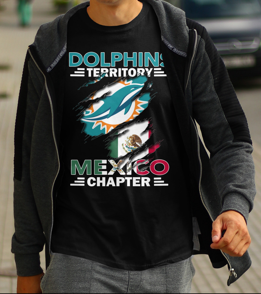 Dolphins Territory Mexico Chapter Miami Dolphins Logo Mexican Flag T-Shirt
