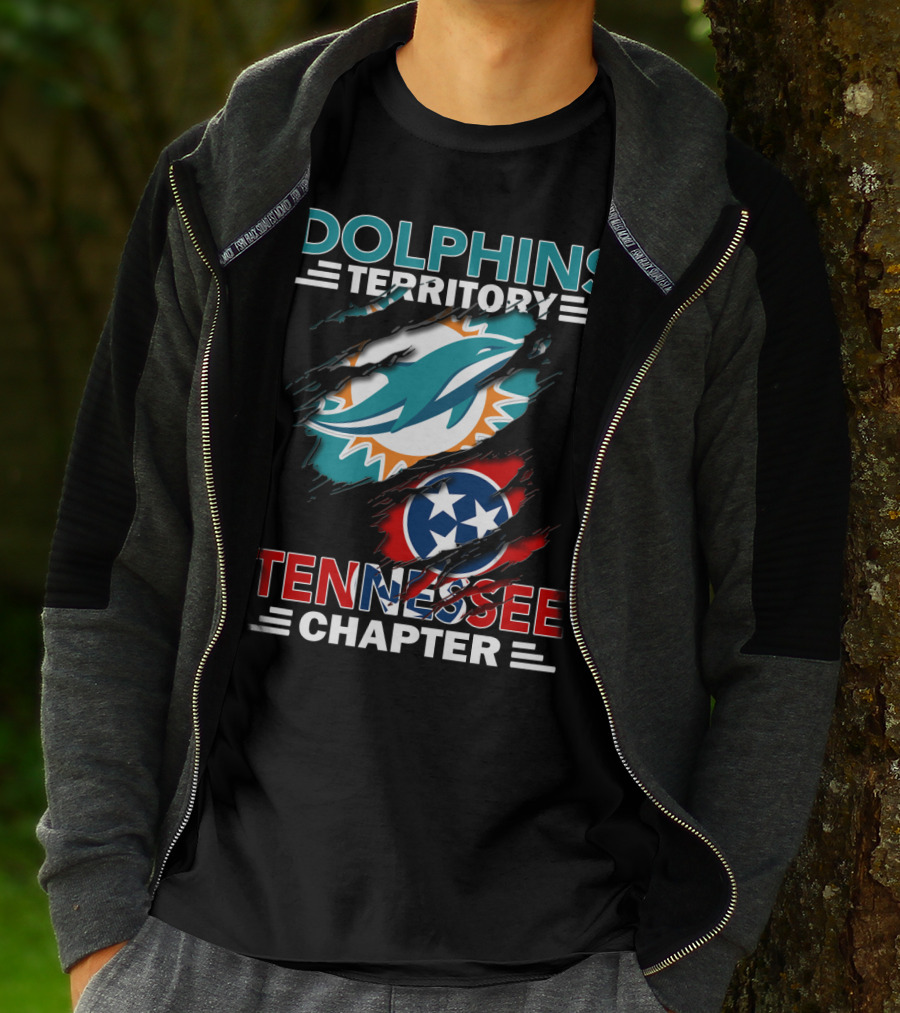 Dolphins Territory Tennessee Chapter Miami Logo And Tennessee Flag T-Shirt