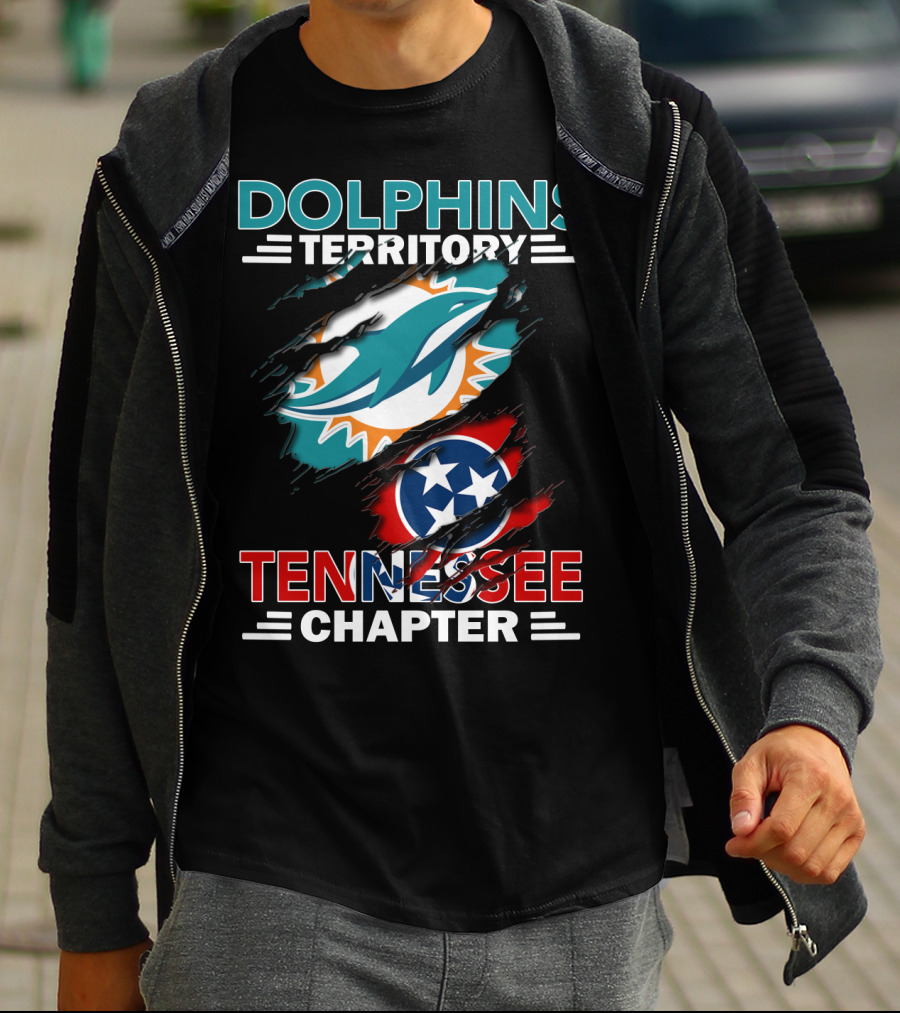Dolphins Territory Tennessee Chapter Miami Logo And Tennessee Flag T-Shirt