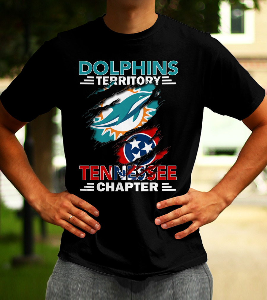 Dolphins Territory Tennessee Chapter Miami Logo And Tennessee Flag T-Shirt