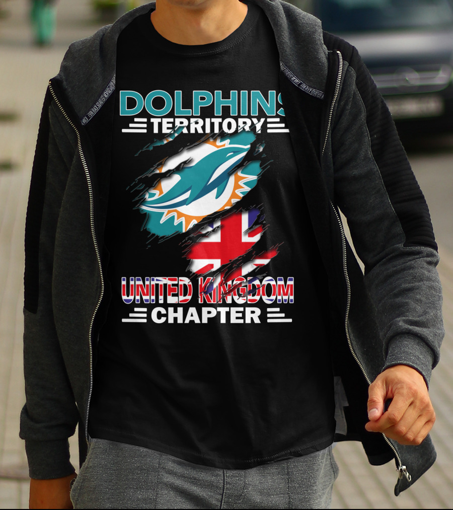 Dolphins Territory United Kingdom Chapter Miami Dolphins Union Jack T-Shirt