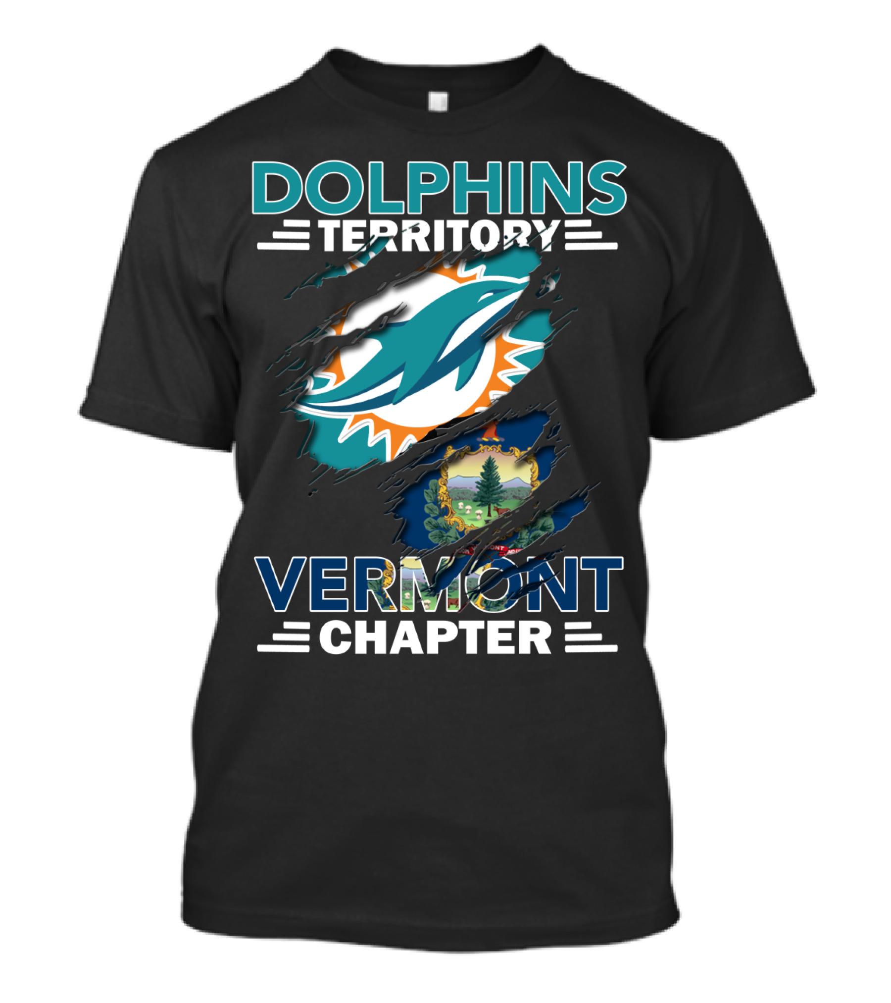 Dolphins Territory Vermont Chapter Miami Dolphins Vermont State T-Shirt