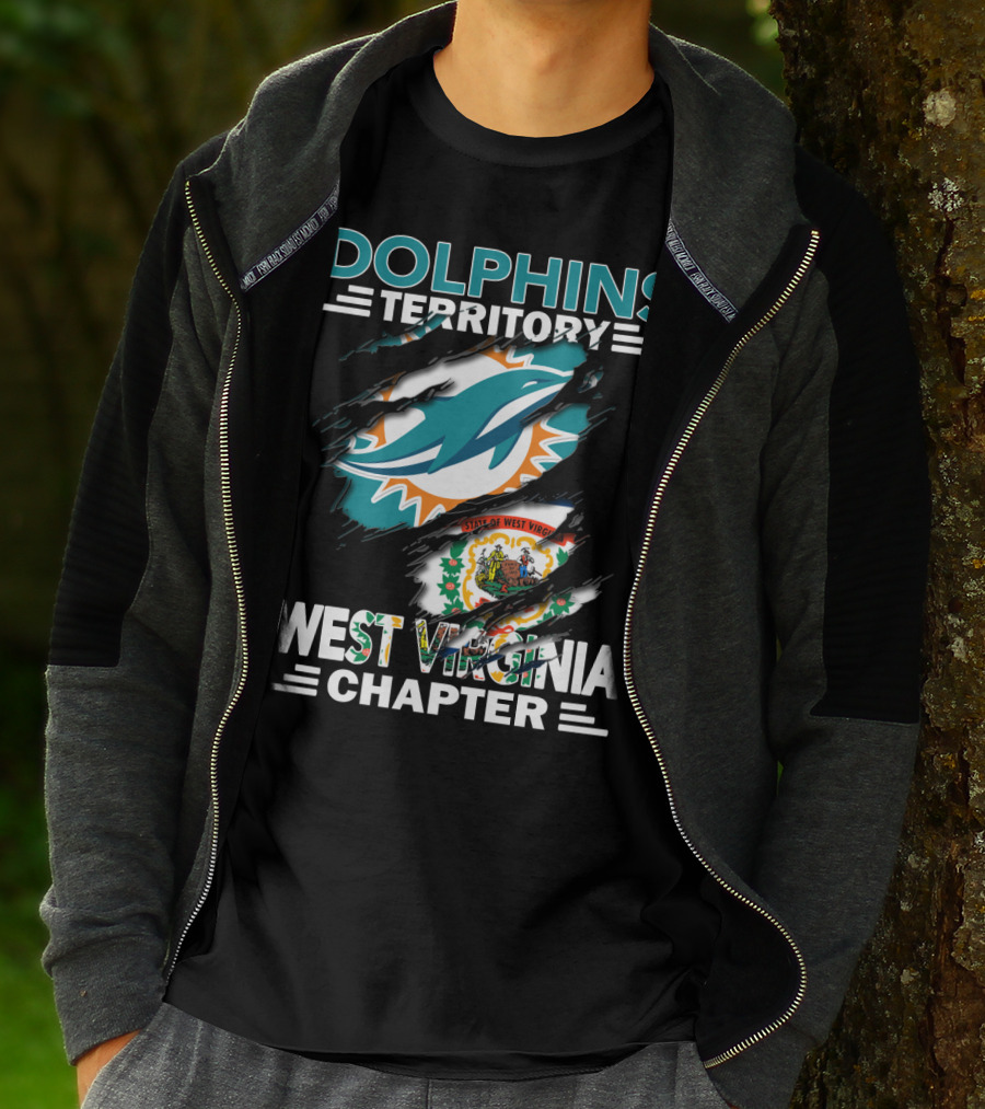 Dolphins Territory Miami Dolphins West Virginia Chapter State Of West Virginia T-Shirt