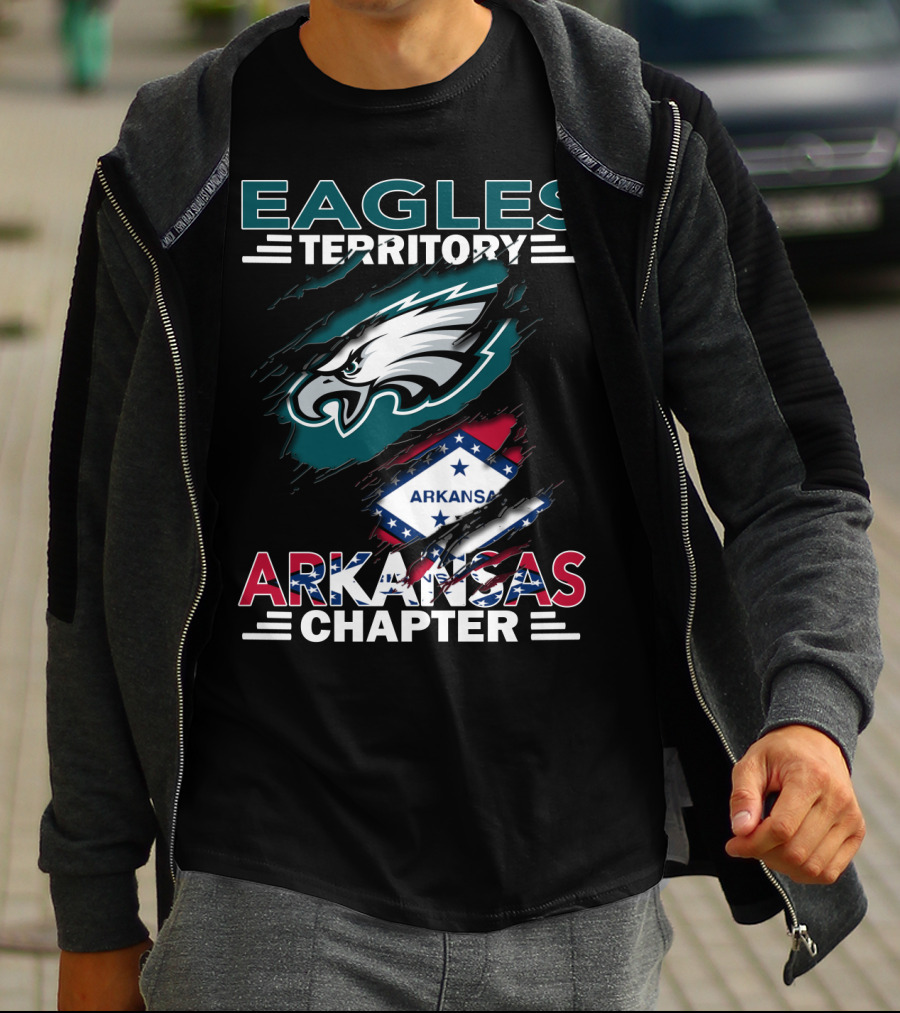 Eagles Territory Arkansas Chapter Philadelphia Logo Razorback Flag T-Shirt
