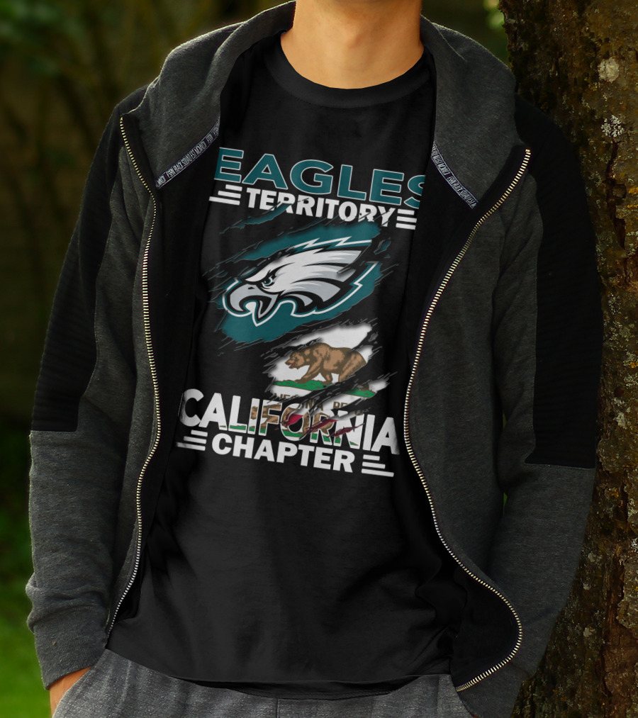 Eagles Territory California Chapter Logo With Bear And Eagle Graphics T-Shirt