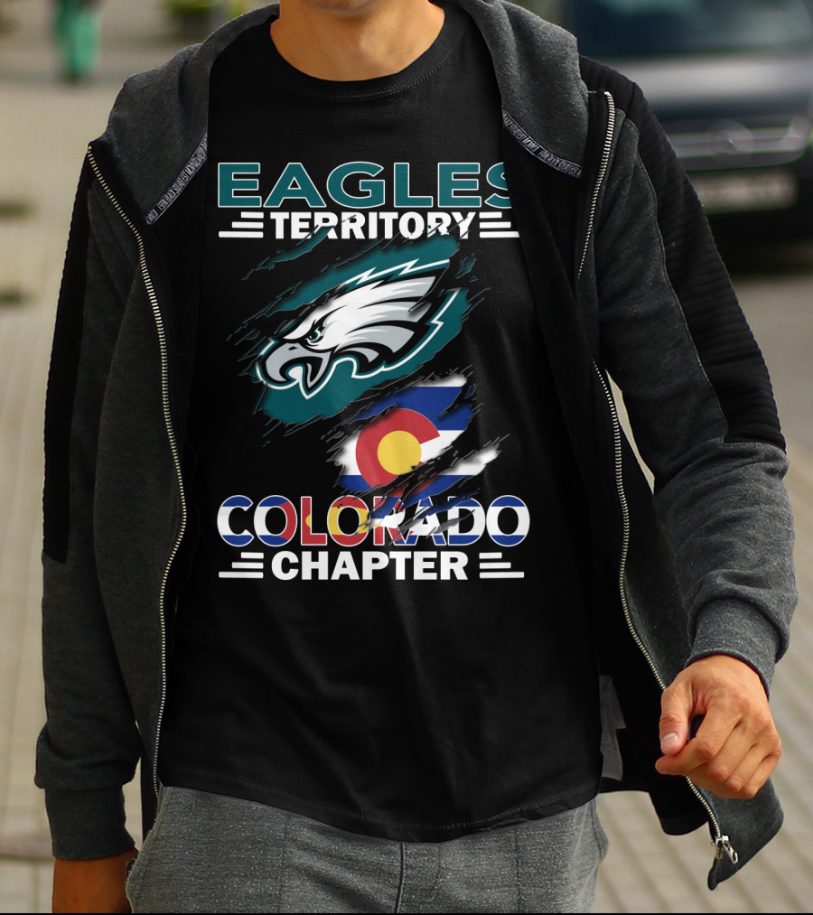 Eagles Territory Colorado Chapter Philadelphia Football Colorado Flag T-Shirt
