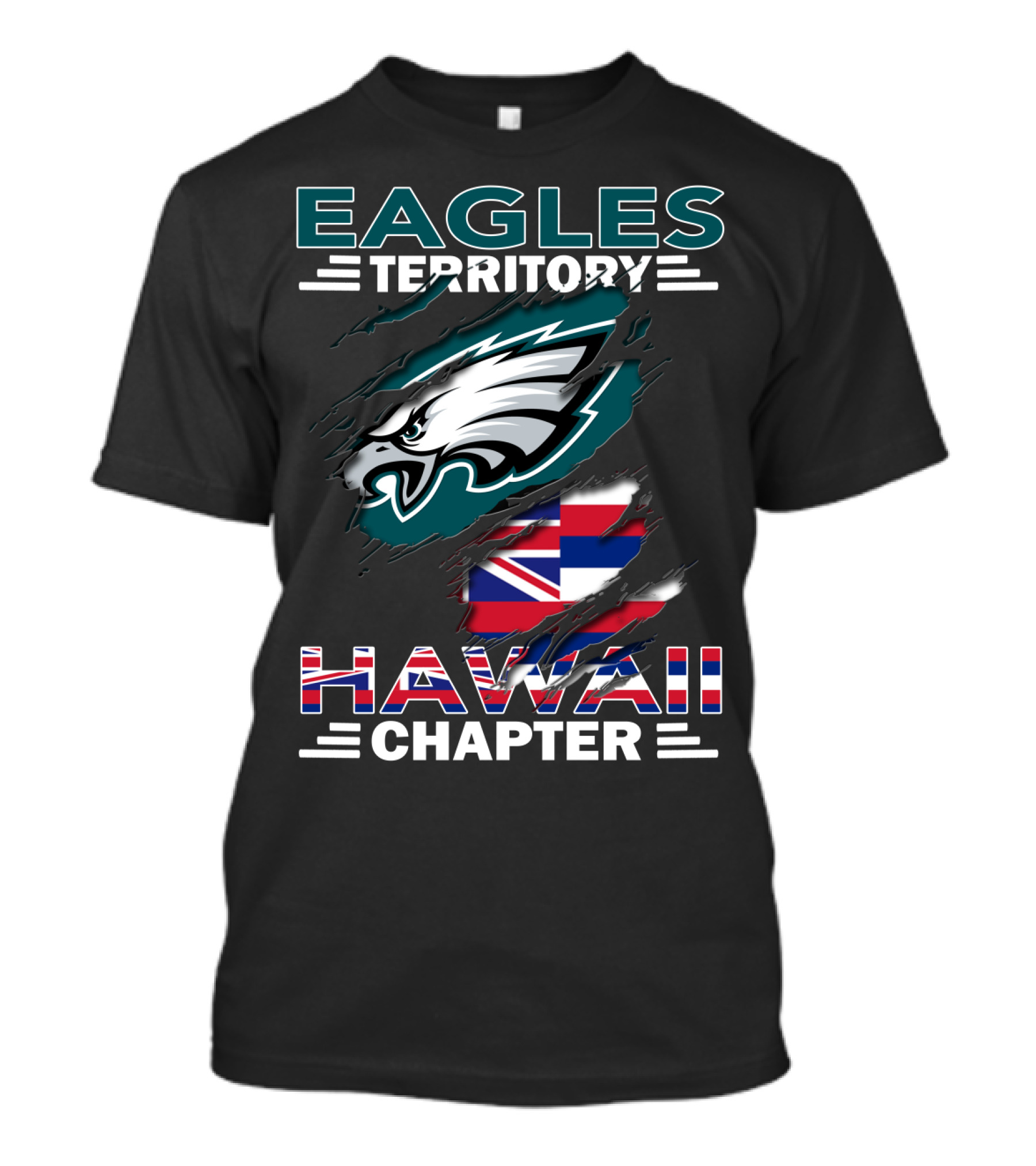 Eagles Territory Hawaii Chapter Nfl Team Logo Hawaiian Flag T-Shirt