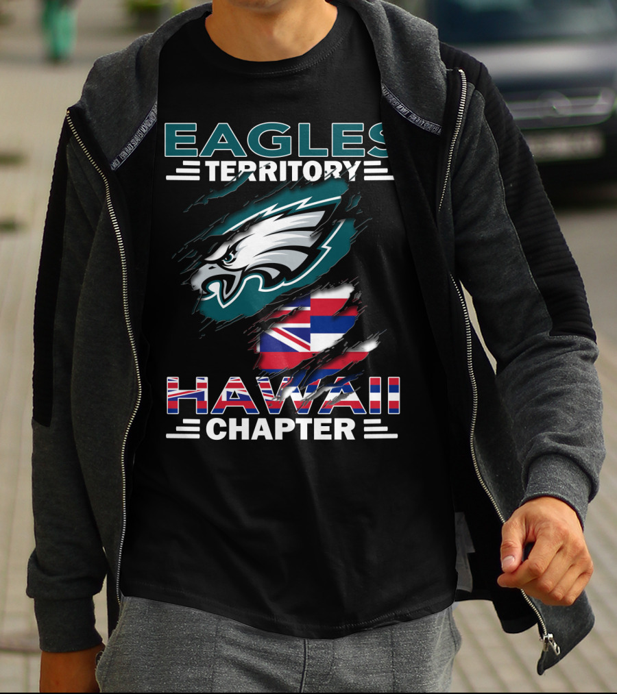 Eagles Territory Hawaii Chapter Nfl Team Logo Hawaiian Flag T-Shirt