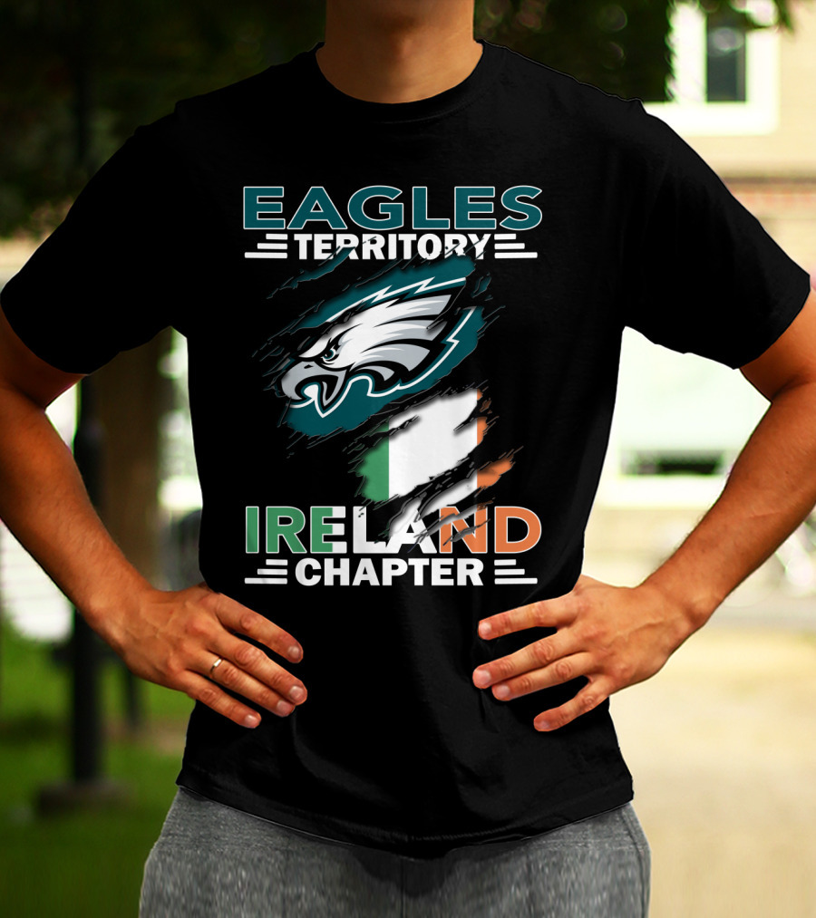 Eagles Territory Ireland Chapter With Eagle Logo And Irish Flag T-Shirt