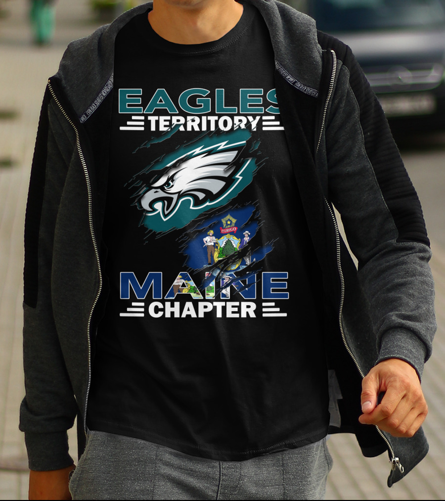 Eagles Territory Maine Chapter Philadelphia Eagles Emblem Maine State Symbol T-Shirt